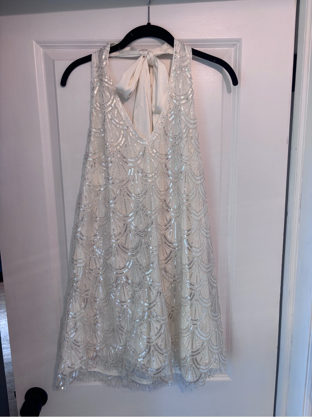 12th Tribe Izzie white beaded mini dress